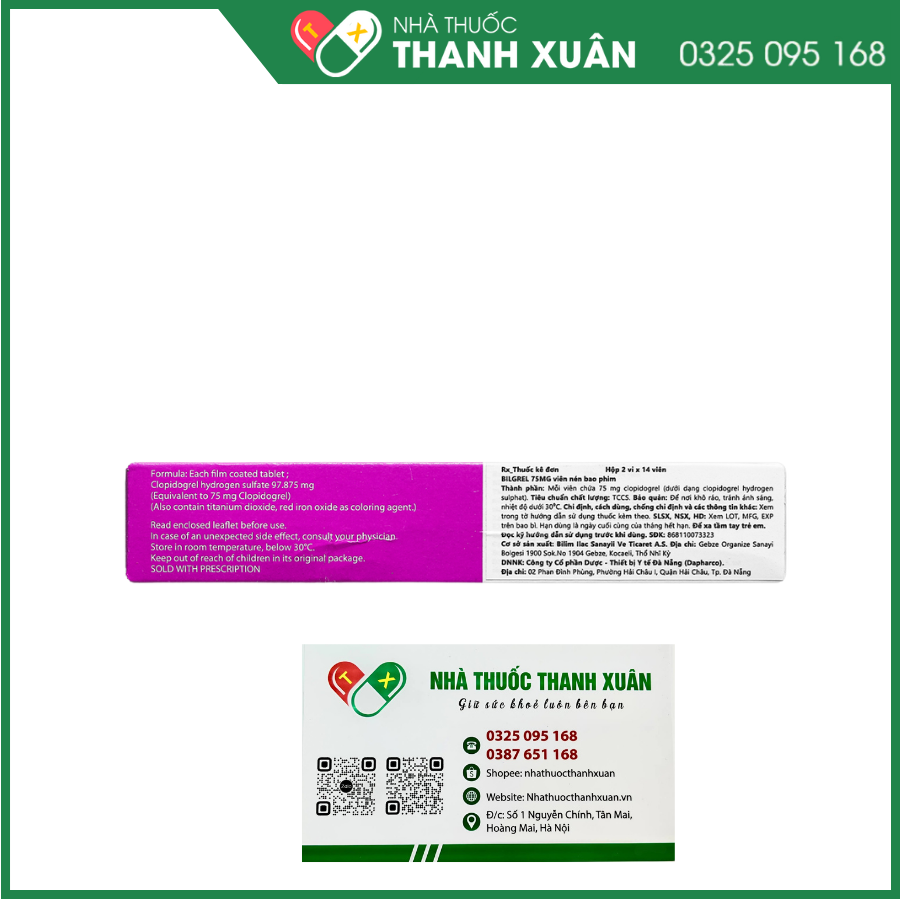 Bilgrel 75 mg dự phòng nguyên phát nhồi máu cơ tim, đột quỵ và các bệnh động mạch ngoại biên
